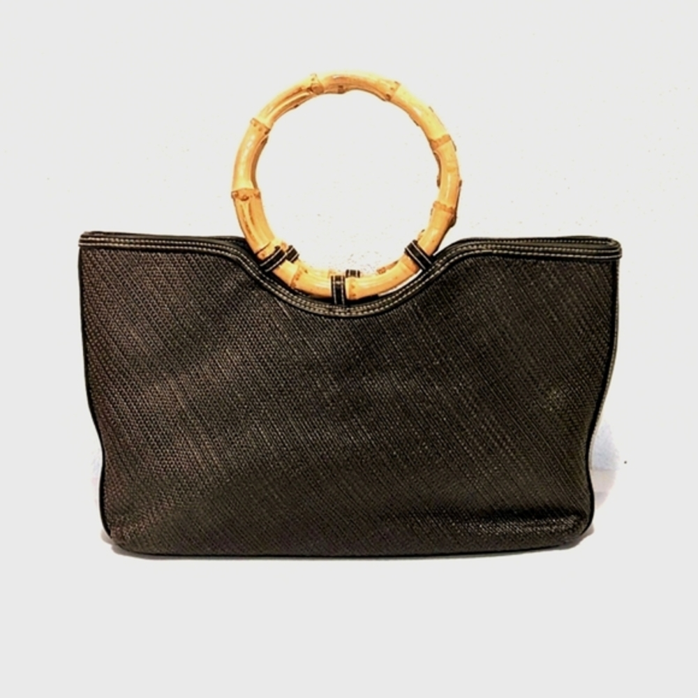 Charter Club Straw Bag Bamboo Handles